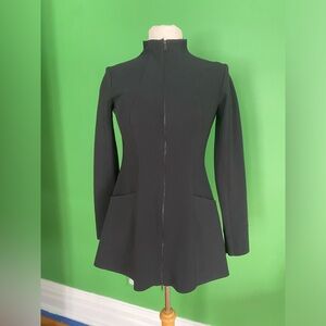 Maria Pinto M2057 scuba Black Zip-Up flared Jacket with pockets fitted